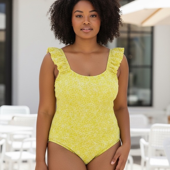 Other - Yellow Ruffle One-Piece Swimsuit size XL New